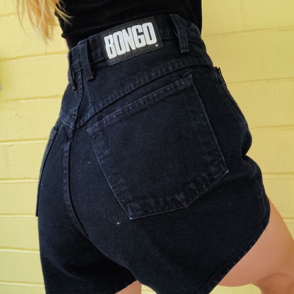 Vintage Pants - VTG black bongo high rise mom jean shorts